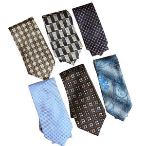 LOT OF SIX Differently Colored and Patterned Men's‎ Neckties 58"-61"L & 3"-4"W